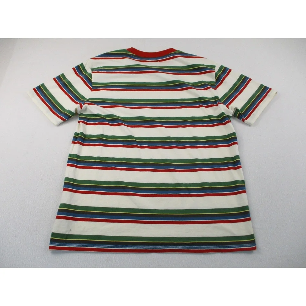 Guess Shirt Mens Medium White Multicolor Striped Embroidered Logo Retro Y2K - Picture 2 of 11